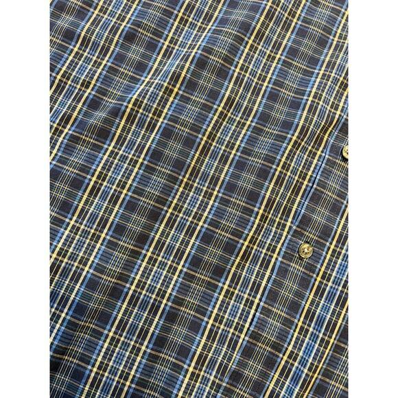 Van Heusen blue short sleeve plaid button down casual shirt, men's XXL 18-18 1/2 - Picture 3 of 5